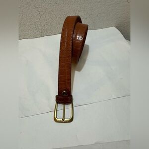Rifle Leather Belt Company Rifle Italy RARE Vintage Leather croc Brown size M